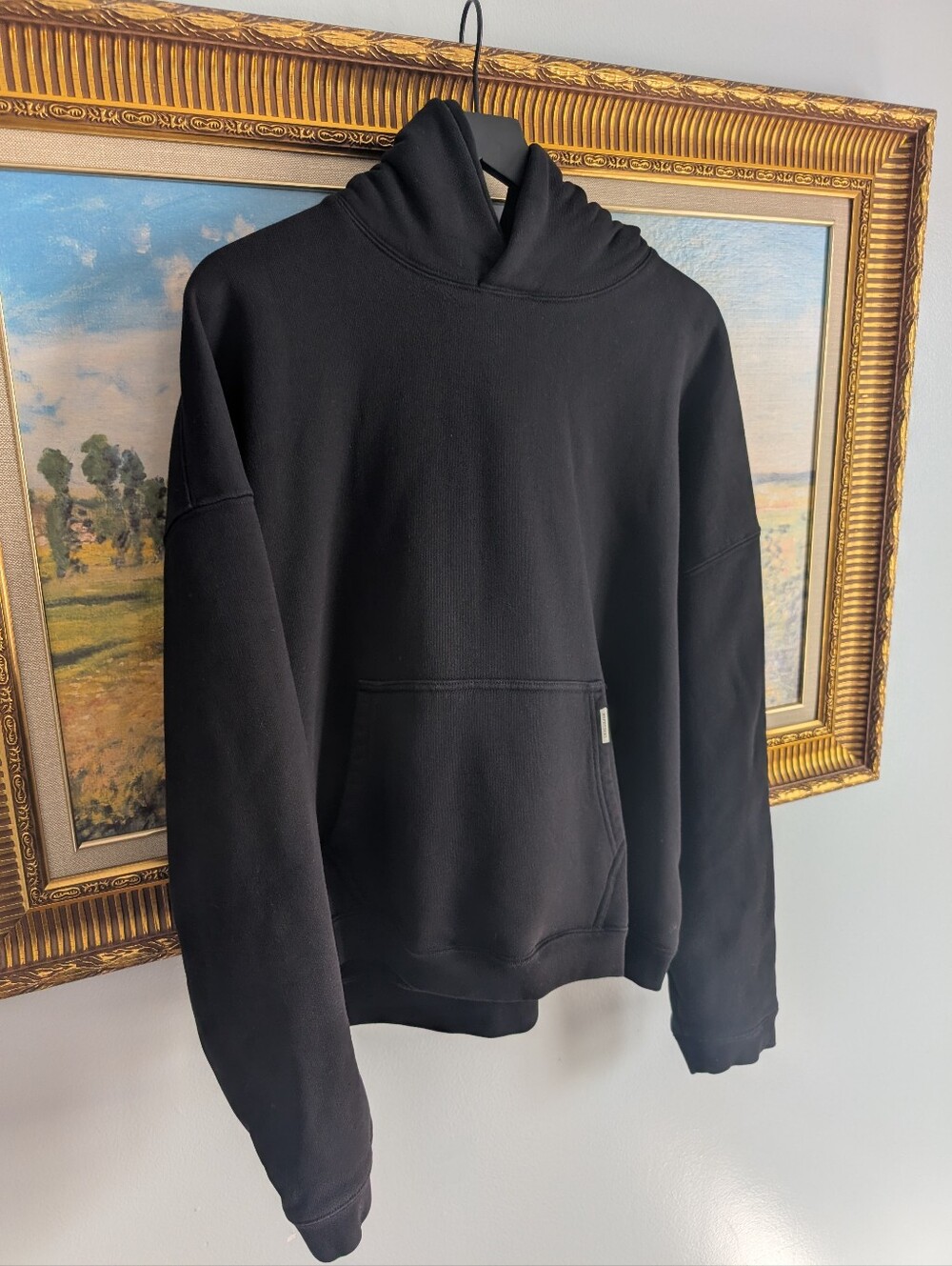 Represent Black Oversized Cropped Hoodie